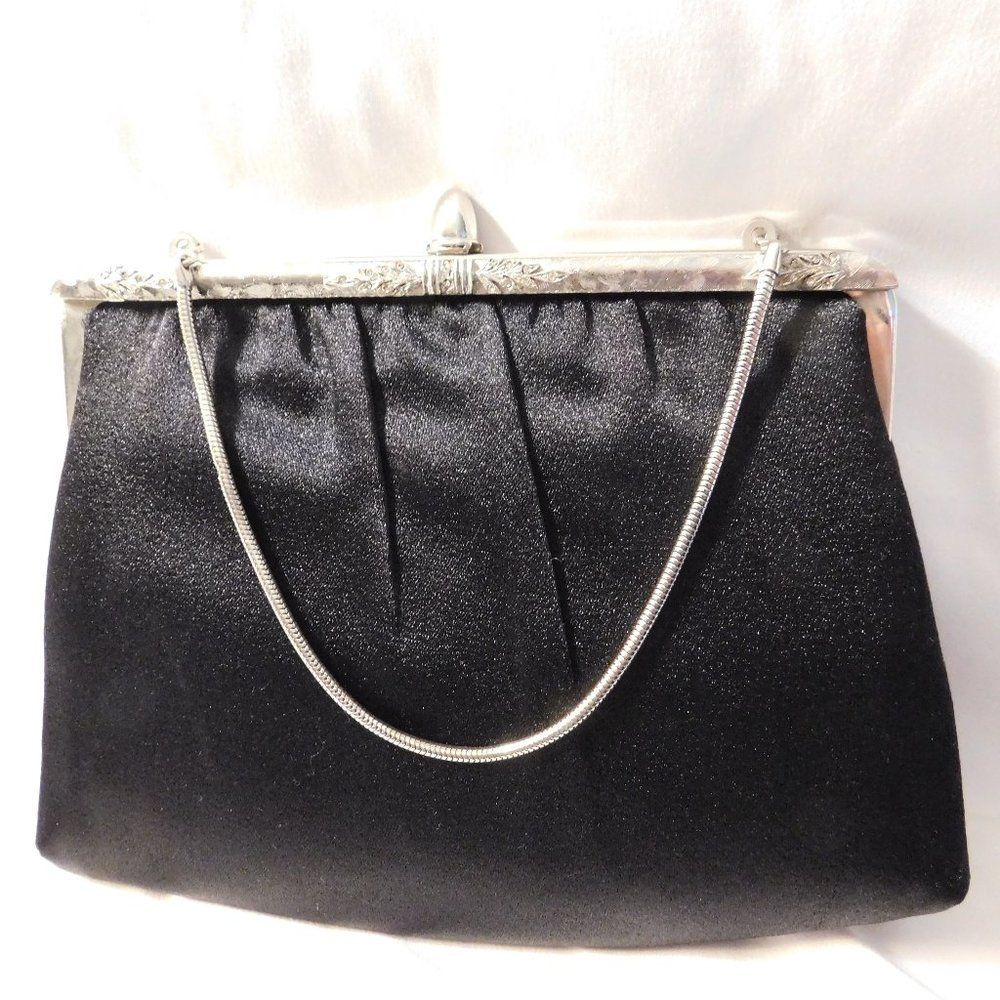 Vintage Andé Black Satin Evening Bag Clutch